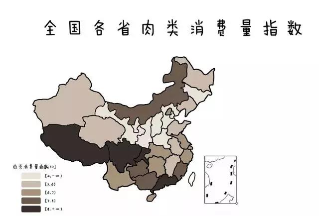 全国各省肉类消费量指数